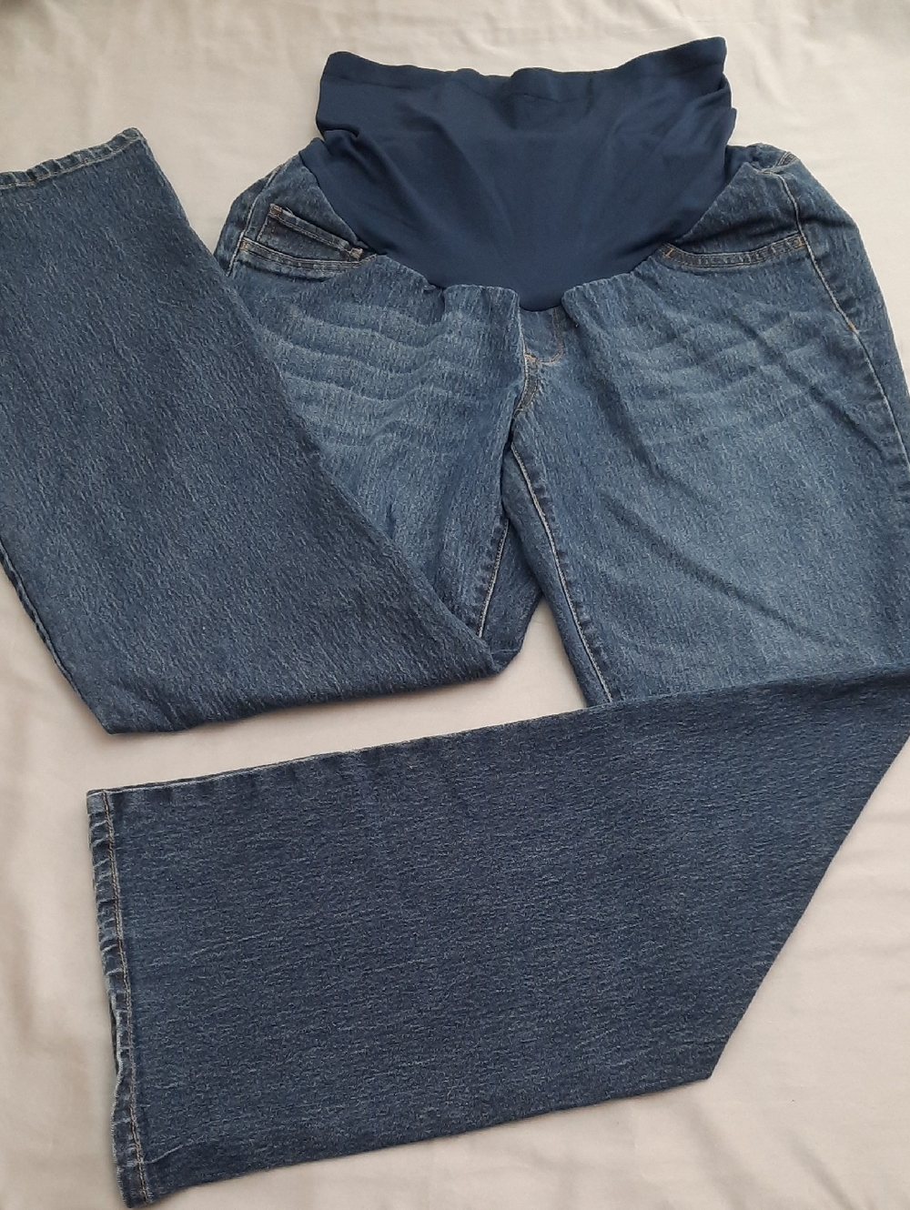 Indigo Blue Women's Straight Leg Maternity Jeans in Blue - Size 1X